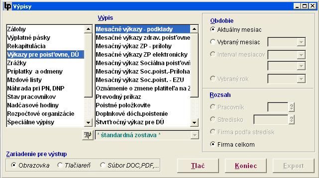 Výpisy z miezd v programe Mzdy TP SOFT