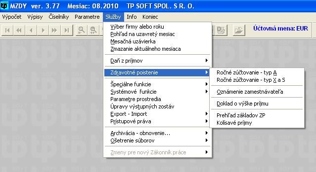 Zdravotné poistenie - výpisy v programe Mzdy TP SOFT
